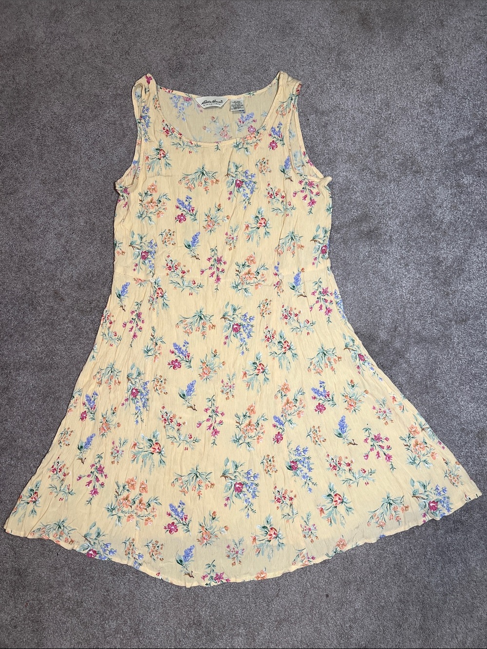 Vintage Eddie Bauer Floral Dress Yellow Size XL